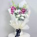 10 White Carnations, 5 Purple Orchids & 1 White Lilies Fresh Live Flowers